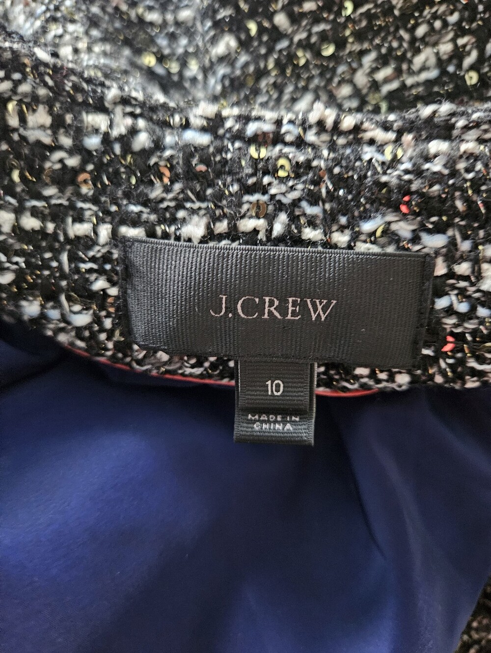 Bell Sleeves J. Crew Lady Jacket Blazer in Sequin Tweed Sz.10 - Picture 10 of 11